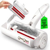 ChomChom Roller in use on a couch removing pet hair quickly