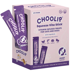 Choolip Squeeze Vita Stick packaging front, convenient joint support treat for pets.