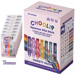 Choolip Squeeze Vita Stick treats pack front view for all life stages.