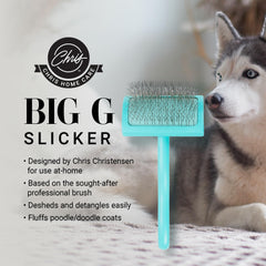 Close-up of Big G Slicker pins for deep deshedding.
