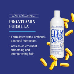 Close-up of Clean Start label highlighting pro-vitamin benefits
