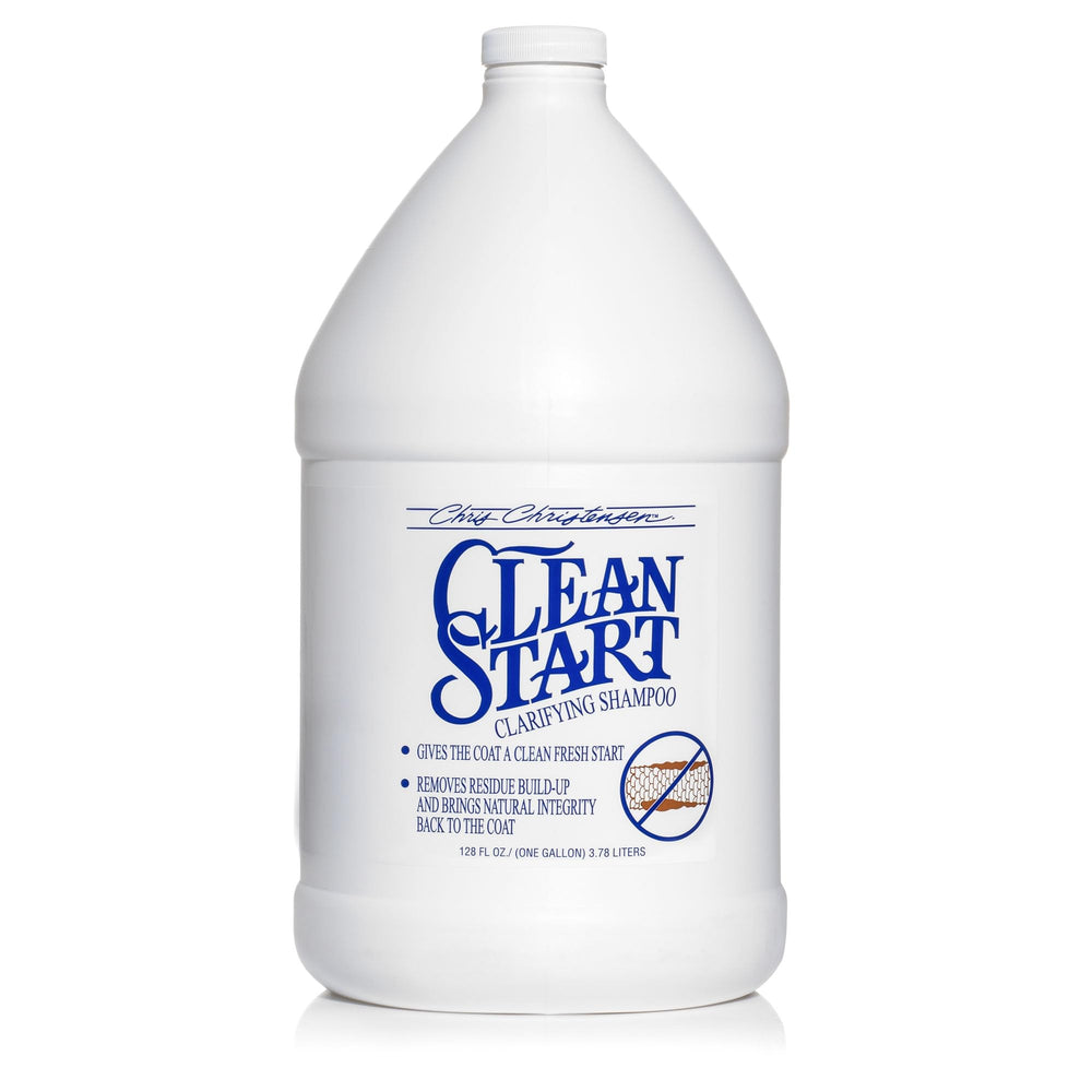 Chris Christensen Clean Start shampoo bottle ready for deep coat cleansing