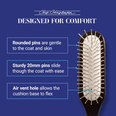 Rounded pins on the Ice Slip Brush protect skin during grooming.