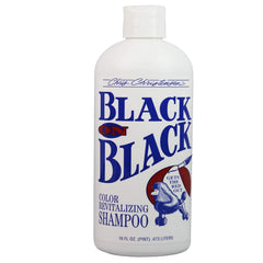 Chris Christensen Black on Black Shampoo bottle pour shows color restoration for black coats.