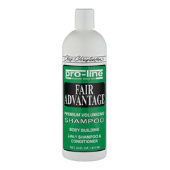 Chris Christensen Pro-line Fair Advantage Shampoo bottle pour demonstrates controlled dispensing for efficient grooming