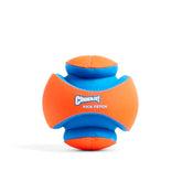 Chuckit! Kick Fetch Ball in orange and blue for quick visibility and retrieval.
