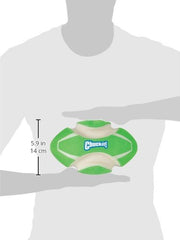 Chuckit! Max Glow floats in water for lakeside or pool play visibility.
