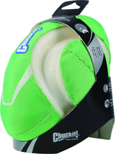 Chuckit! Max Glow Fumble Fetch dog football glows at night for easier night play.
