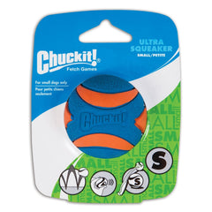 Chuckit! Ultra Squeaker Ball small ready for fetch and water play.