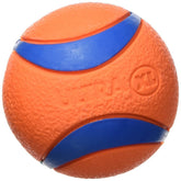 Chuckit! XL rubber dog toy, blue and orange, high-visibility fetch ball.