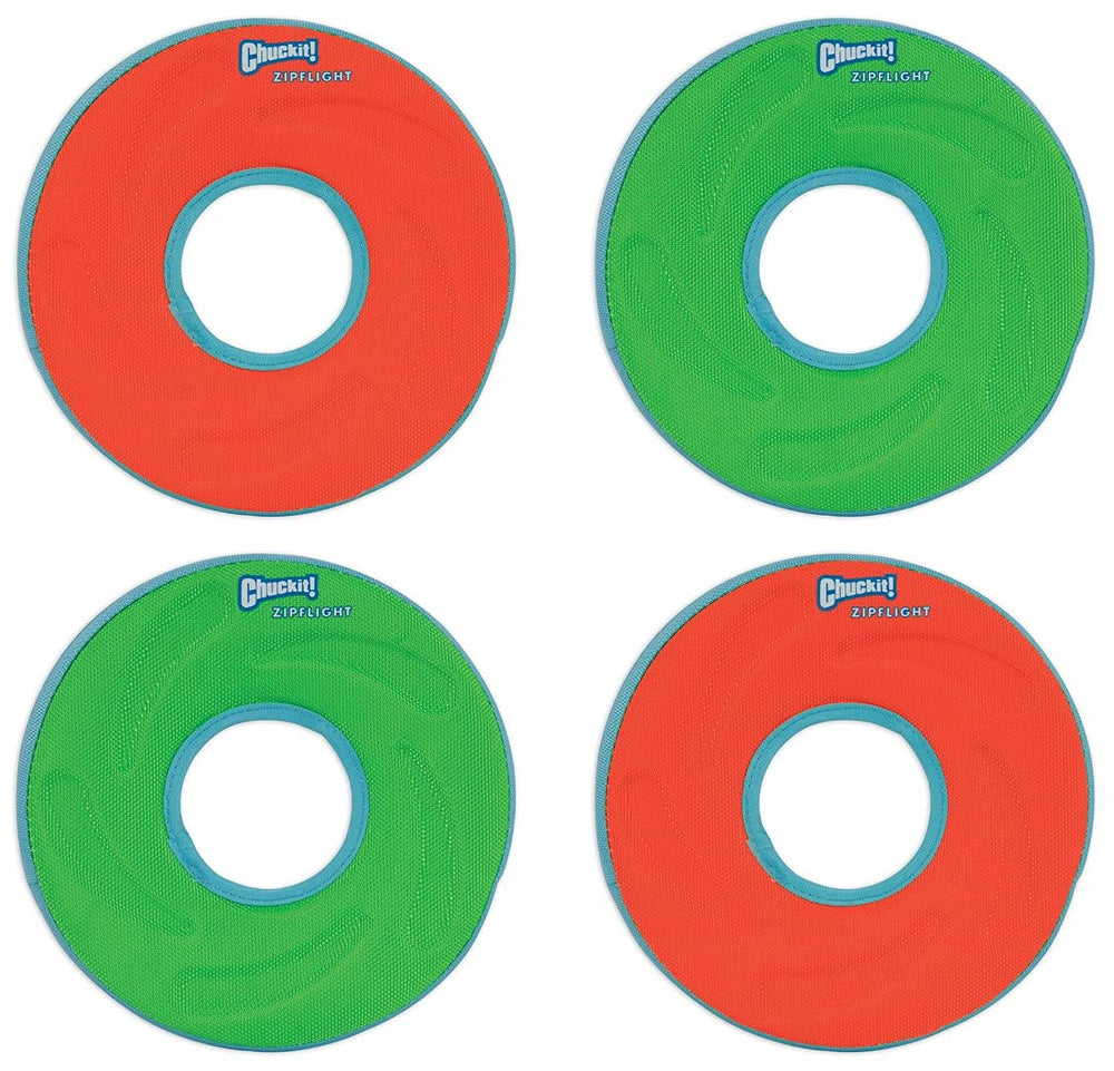 Chuckit Zipflight Amphibious Ring in air for high-visibility fetch and water play
