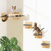 Chuiendi cat wall shelves 3 steps, side view, safe indoor climbing option