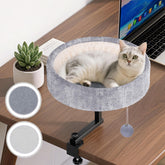 Chumajor cat desk bed with 360Β° rotation for hands-free focus and companionship.