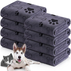 Chumia 8-pcs dog towels with paw print design for fast drying