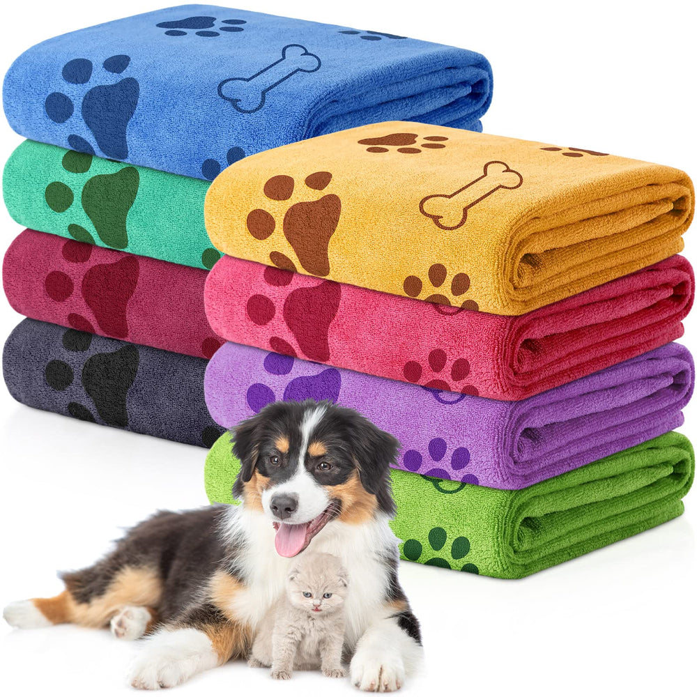 Chumia dog towels with footprints and bone prints for fast drying