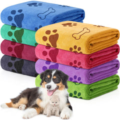 Chumia dog towels with footprints and bone prints for fast drying