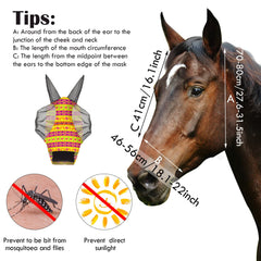 Chunful elastic breathable mesh horse fly mask keeps your horse comfortable all day.