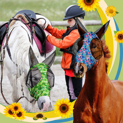 Chunful flamingo large fly mask 3D cut design reduces rubbing during wear