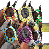 Chunful horse fly mask with ears florals for breathable eye protection during rides.