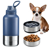Cibaabo 32oz insulated dog bottle with two bowls keeps water cool on long walks