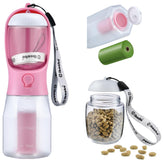 Cibaabo dog water bottle with food container for on-the-go hydration and snacks.