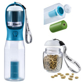 Cibaabo dog water bottle with food container on the go, clean water and treats ready
