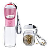 Cibaabo dog water bottle with integrated food container for on-the-go snacks.