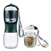 Cibaabo dog water bottle with attached 100g food container for on-the-go meals