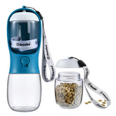 Cibaabo dog water bottle with attached food container for on-the-go meals.