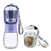 Cibaabo dog water bottle with attached food container for convenient outings.