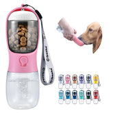 Cibaabo dog water bottle with food container for on-the-go hydration and snacks.