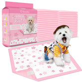 Cibaabo pink puppy pads with cherry blossom design for gentle training and quick cleanup.