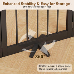 Cideny dog gate with 360-degree feet providing stable support.
