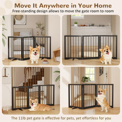 Cideny free standing dog gate folded for compact storage.