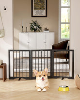 Cideny free standing dog gate setup in doorway for wall-safe containment.