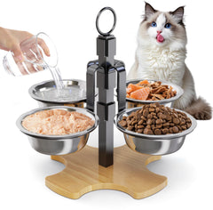 CILXGQLN elevated cat bowls stand offers stable multi pet dining setup