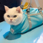 Cinf cat bathing bag light blue coverage for full-body washing and quick drying.