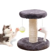 Cisila small cat scratching post tower with round grey perch for kitten play