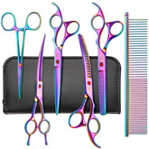 Citywish dog grooming scissors rainbow curved 6in1 kit for at-home shaping and safety