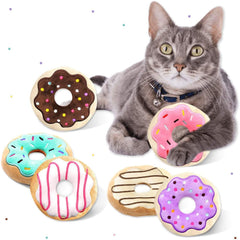 CiyvoLyeen donut catnip toy close-up, soft fabric for playful chewing.