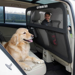 CJYMMFAN dog barrier for backseat wide coverage keeps pets secure during car journeys.