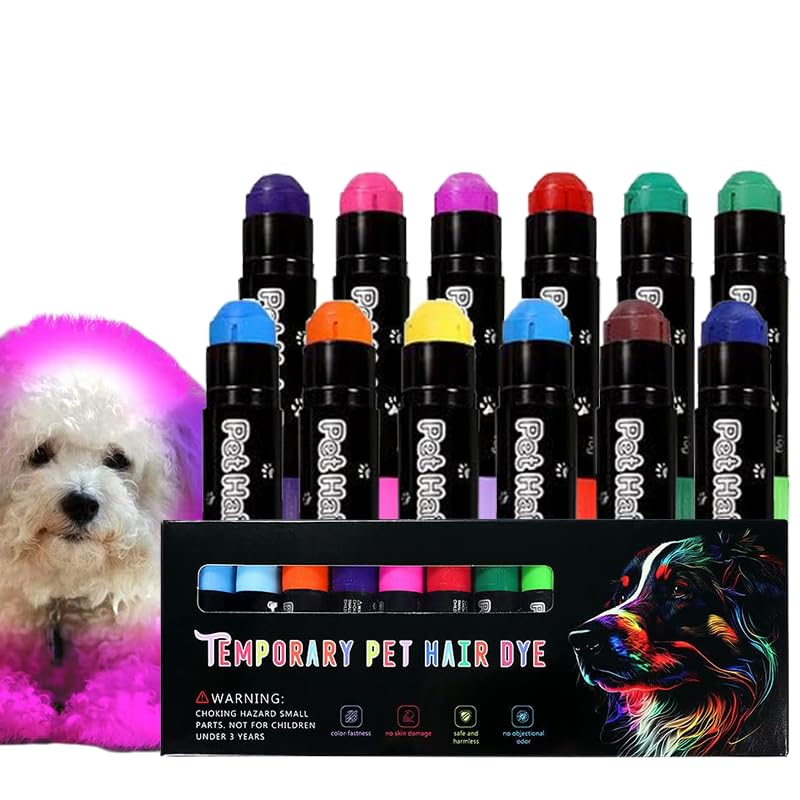 CKANDCK pet hair dye palette with twelve vibrant colors for playful grooming
