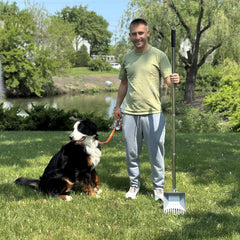 CKLT heavy duty pooper scooper angled-head design enhances reach and comfort during cleanup