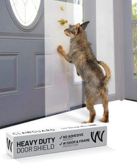 CLAWGUARD heavy duty door scratch shield over knob; protects doors from claws.