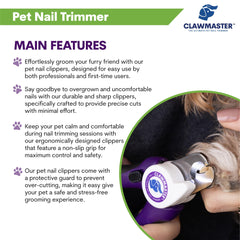 ClawMaster adjustable safety guard prevents over-cutting during grooming