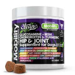 Clean Pets hip joint supplement beef flavor chews for easy joint support.