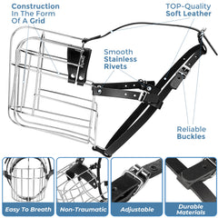 CleverTail breathable dog muzzle enabling natural breathing and drinking.