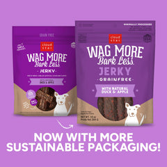 Cloud Star duck and apple jerky chunks for dogs, protein-rich bite-sized pieces