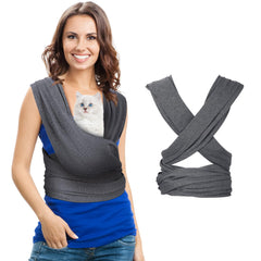 Clysee dog sling carrier in grey, front-facing design for hands-free strolling.