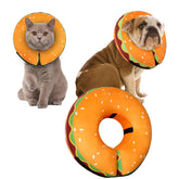 Cneo inflatable donut collar on a large dog, reducing wound contact.